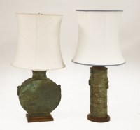 Lot 574 - Two bronze lamps