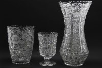 Lot 593 - Three large cut glass vases