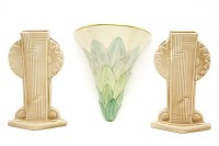 Lot 596 - A pair of Burleigh ware spill vases and a Grays pottery with pocket