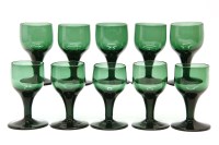 Lot 610 - A set of ten Georgian green glass wine glasses