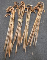 Lot 781 - Thirty Seven wooden Alpine stocks (walking sticks)