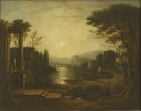 Lot 800 - 19th century follower of Claude Lorrain
A RIVER AT DUSK
Oil on canvas
50 x 59cm