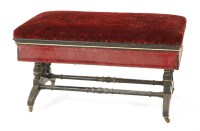 Lot 3 - An Aesthetic ebonised and upholstered duet stool