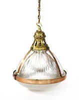 Lot 8 - A Holophane moulded glass hanging light