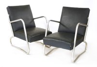 Lot 183 - A pair of blue leather armchairs