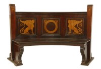 Lot 1215 - A mahogany and satinwood inlaid bench