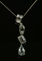 Lot 417 - An Italian white gold aquamarine pendant