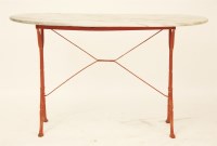 Lot 725 - A marble top garden table
