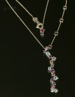 Lot 398 - An 18ct white gold amethyst