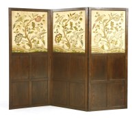 Lot 766 - An oak three fold screen