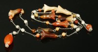 Lot 48 - A Victorian silver hardstone or Scottish pebble sautoir