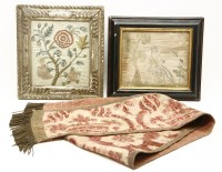 Lot 202 - An 18th century silk needlework panel depicting floral sprig