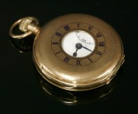 Lot 496 - A cased 9ct gold side wound half hunter pocket watch