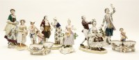 Lot 374 - A pair of Sitzendorf porcelain double salts