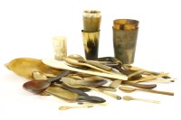 Lot 340A - A collection of horn and ivory spoons and forks