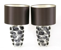 Lot 323 - A pair of Porta Romana 'Blob' glass table lamp bases