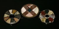 Lot 58 - Three Scottish specimen hardstone or pebble brooches