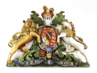 Lot 965 - A large carved wood and gesso royal coat of arms
