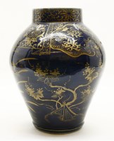 Lot 225A - A 19th century Chinese powder blue and gilt decorated baluster shaped vase
