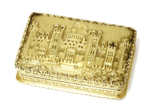Lot 1 - A silver gilt castle top vinaigrette