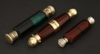 Lot 20 - Three Victorian coloured glass double-ended scent bottles