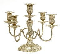 Lot 311 - A silver five-light candelabra