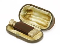 Lot 109 - A cased ruby glass and silver gilt scent bottle/vinaigrette