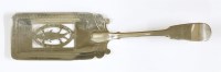 Lot 141 - A George III provincial silver fiddle pattern fish slice