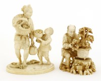 Lot 584 - Two Japanese ivory okimono
