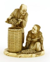 Lot 598 - A Japanese ivory okimono