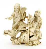 Lot 617 - A Japanese ivory okimono
