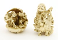 Lot 623 - Two Japanese ivory okimono