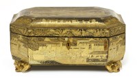 Lot 659 - A Chinese black lacquered octagonal work box