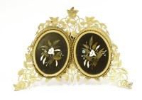 Lot 421 - A Victorian gilt metal and micro mosaic inset double picture frame