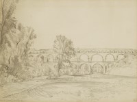 Lot 1018 - John Aldridge RA (1905-1983) 
'THE PONT DU GARD' 
Stamped with initials