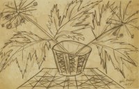 Lot 1331 - John Banting (1902-1972)
LEAVES AND SEEDHEADS IN A GEOMETRIC POT
Signed and dated 1955 l.r.
