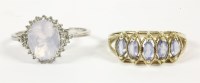 Lot 39 - A 9ct white gold milky quartz and white stone cluster ring