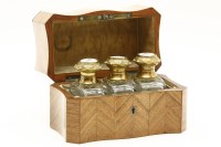 Lot 214 - A late 19th century French parquetry inlaid Kingwood scent bottle holder