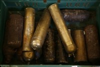 Lot 343B - A box of longcase clock weights