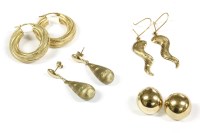 Lot 8 - A pair of 9ct gold hollow hoop earrings with textured design