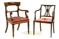 Lot 381 - A Regency mahogany bar back elbow chair