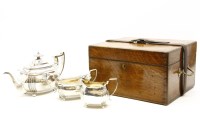 Lot 80 - A Georgian silver three piece tea set