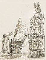Lot 1015 - Edward Bawden RA (1903-1989)
'AHAZ BEFORE THE ALTAR' - ILLUSTRATION TO KINGS II