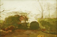 Lot 1260 - Margaret Green (1925-2003)
FOGGY GARDEN
Oil on board
15 x 23cm

*Artist's Resale Right may apply to this lot.