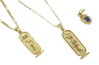 Lot 11 - Two Egyptian hieroglyphics cartouche pendants