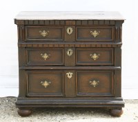 Lot 408 - A 17th century oak chest of drawers
