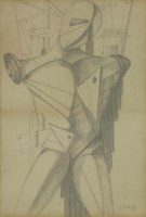 Lot 1144 - Follower of Giorgio de Chirico 
MANICHINI 
Bears signature and date