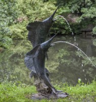 Lot 1154 - John Cox (b.1941)
A PAIR OF MARLIN - A WATER FEATURE
Bronze with brown/green patination
97cm wide