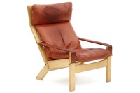 Lot 445 - A red leather bentwood armchair