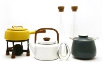 Lot 241 - A Dansk yellow enamelled fondue set